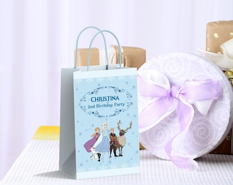 Printable Frozen Gift Bag Label, Elsa and Anna Paper Box label, Kids Birthday Party Favor Label, Printable Bag Label, Editable Sticker, 0001