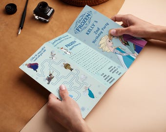 Printable Frozen Activity Sheet, Elsa and Anna Coloring Page, Kids Activities Sheet, Printable Party Games, Editable Birthday Activity, 0001