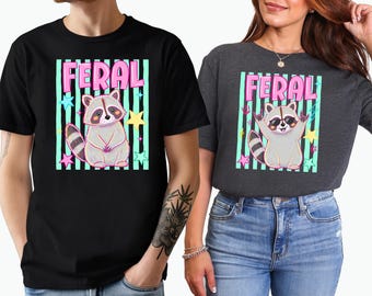 Camiseta de mapache salvaje, camiseta divertida de panda de basura, camiseta de mapache adorable, camiseta retro de animales, camiseta de animal del bosque, regalo divertido de vida silvestre