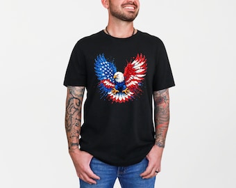 Camiseta del Águila Patriótica, Camiseta del Águila con la Bandera Americana, Camiseta del Cuatro de Julio, Camiseta de la Libertad de EE. UU., Camiseta Roja, Blanca y Azul, Regalo del Águila Calva