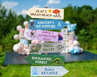 Printable Disney Frozen Directional Sign, Frozen Birthday Party Decoration, Elsa Anna Party Sign, Digital File, Frozen Party Supplies, 0001