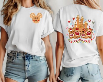 Mickey and Friends Gingerbread Christmas Shirt, Gingerbread Minnie Xmas Shirt, Disney Gingerbread Cookie Tee, Gingerbread Disneyland Castle