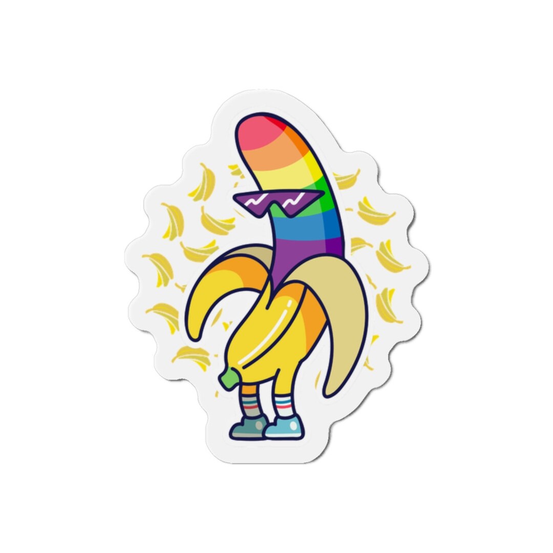 Funny Rainbow Banana Magnet With Bananas in Background - Etsy