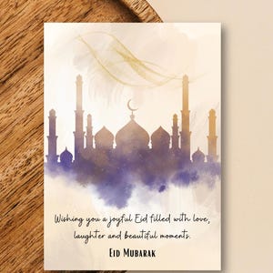Cartão de felicitações Eid, simples, digital, para impressão, faça você mesmo instantâneo, muçulmano, islâmico, festa