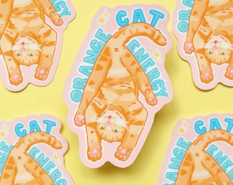 Orange Cat Energy 3.5" Meme Vinyl Sticker | Handmade
