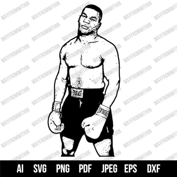 Mike Tyson Vector file Svg jpg png dxf pdf files | silhouette | clipart | cameo | cut | fighter | Martial arts | Tattoo | Road House