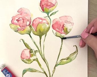 Peonies, Peony, Peony Painting, Flower Watercolor, Watercolors
