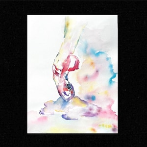 Original Watercolor Ballet Painting: Pointe Shoes Art (12x16”)
