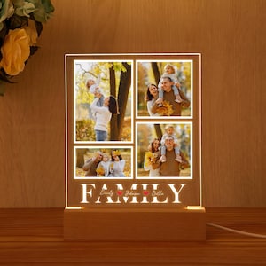 Personalized Photo Collage LED Night Light - Family Gift, Gift from Daughter