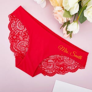 Personalized Lace Underwear,Custom Gift for Her,Custom Lace Underwear,Gift for the Bride,Bride Panties,New Mrs Underwear,Honeymoon Outfit