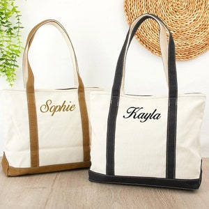 Benutzerdefinierte Name Tragetasche, gestickte Canvas Einkaufstasche, Brautjungfer Geschenk, Braut Geschenk, Reisetasche, personalisiertes Geschenk für sie, Geschenk für die beste Freundin
