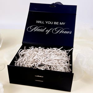 Personalized Magnetic Gift Box with Ribbon: Bridesmaid Proposal, Wedding Favor