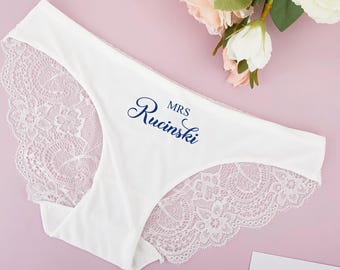 Lencería nupcial personalizada, lencería de encaje para mujer, lencería para la Sra., regalo para despedida de soltera, regalo para la luna de miel