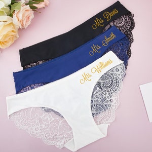 Custom Womens Underwear, Bride Lace Underwear, Bridal Shower Gifts, Bachelorette Party Favors, Bride Gifts, Christmas Gifts for Her Women