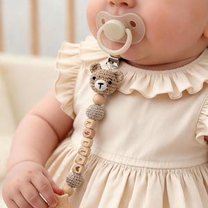 Crochet Baby Pacifier Clip, Personalized Baby Dummy Chain, Newborn Gift, Baby Shower Gifts