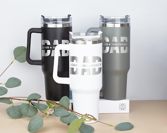 Vaso personalizado para papá: taza de café de viaje de acero inoxidable grabada con láser, regalo para papá