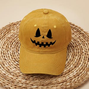 Embroidered Jack-O-Lantern Baseball Hat: Halloween Costume Cap