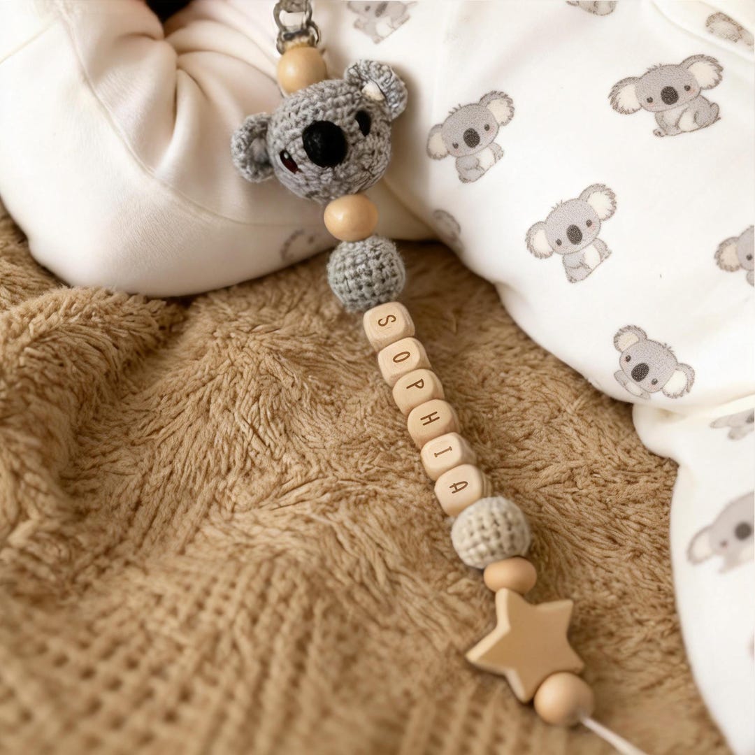 Personalized Crochet Baby Pacifier Clip, Custom Name Dummy Chain ...