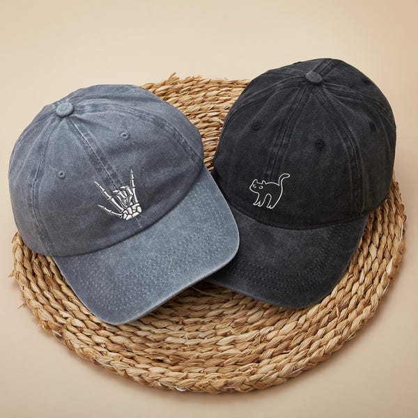 Embroidered Halloween Baseball Cap: Ghost, Skeleton, Black Cat Dad Hat