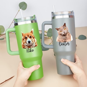 Personalized Pet Portrait Tumbler, Custom Dog Photo Tumbler, Gift for Dog Mom, Custom Cat Tumbler, Pet Owner Gift, Travel Mug,Pet Lovers Cup