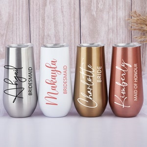 Personalized Name Champagne Tumbler: Bridesmaid Proposal Gift, Bachelorette Party Favors