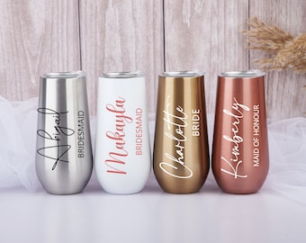 Personalized Name Champagne Tumbler: Bridesmaid Proposal Gift, Bachelorette Party Favors