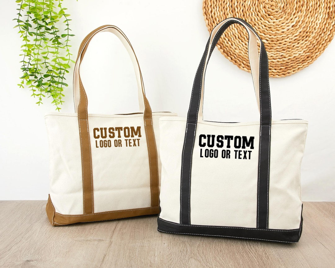 Custom Logo Canvas Tote Bag: Personalized Text Gift - Etsy