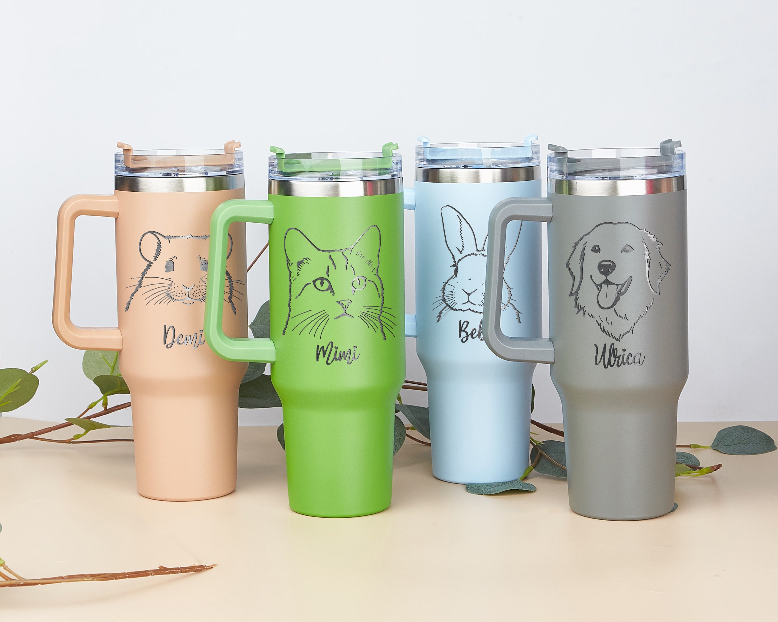 Personalized Pet Portrait Stainless Steel Tumbler for Dog Lovers | 40 oz Insulated Gift for Pet Owners