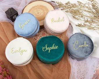 Personalized Velvet Travel Jewelry Case: Bridesmaid Proposal Gift, Bridal Party Favors, Gifts for Her