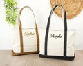 Custom Name Tote Bag, Embroidered Canvas Tote Bag, Bridesmaid Gift, Bride Gift, Travel Bag, Personalized Gift for Her, Best Friend Gift