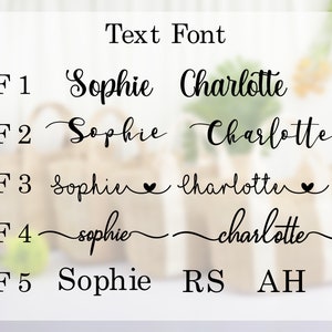 Puede incluir: Una comparaci&oacute;n de diferentes tipos de letra, mostrando los nombres "Sophie" y "Charlotte" escritos en cinco estilos diferentes. Las fuentes van desde simples y elegantes hasta m&aacute;s juguetonas y caprichosas.