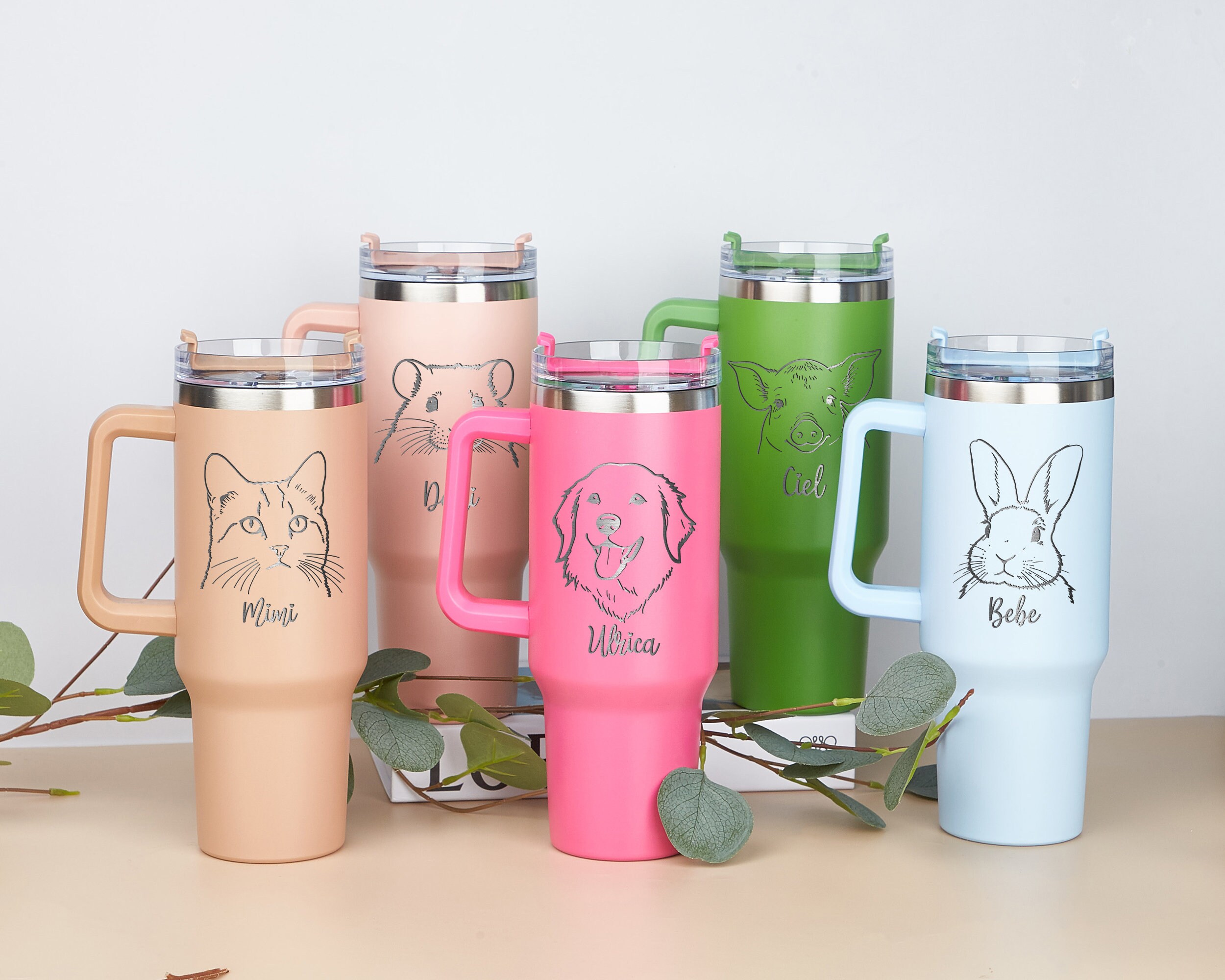Personalized Pet Portrait Stainless Steel Tumbler for Dog Lovers | 40 oz Insulated Gift for Pet Owners