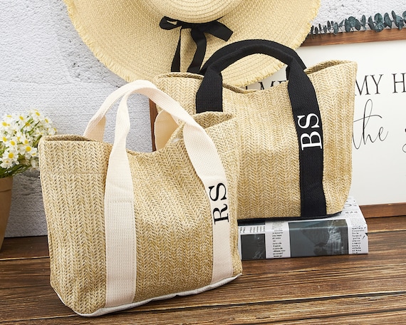 Personalized Straw Beach Tote Bag, Custom Bachelorette Gift, Bridesmaid Gifts, Girls Trip Bags, Wedding Gift