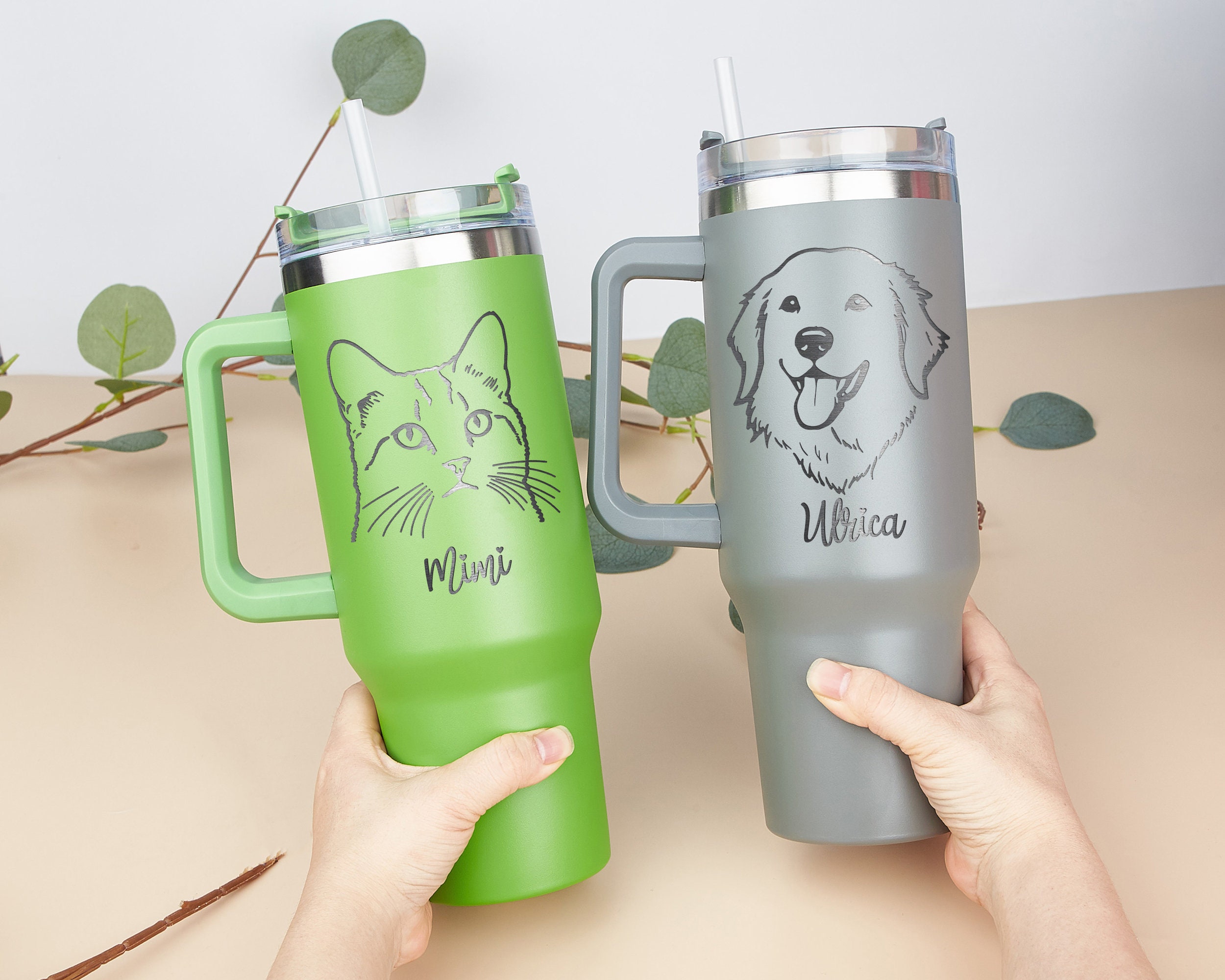 Personalized Pet Portrait Stainless Steel Tumbler for Dog Lovers | 40 oz Insulated Gift for Pet Owners