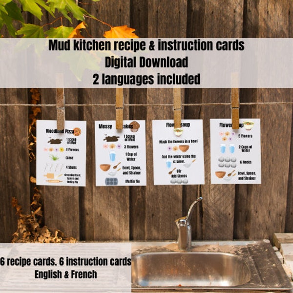 Mud Kitchen Recipe and Instruction Cards
