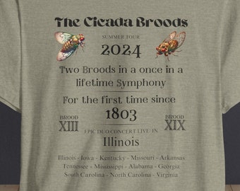 Cicada Broods 2024 summer tour Unisex T-shirt, cicada emergence, once in a lifetime event Tee, cicada gift, Cicada Tee shirt, insect gift