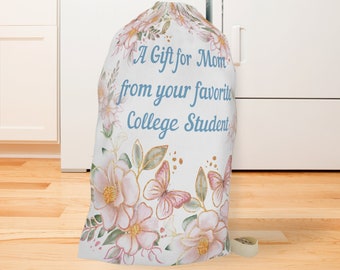 A Gift for Mom from your favorite College Student large Laundry bag, pretty spring laundry bag, graduation gift for dorm, funny mom gift