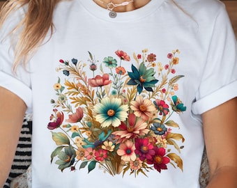 Boho Wildflowers PNG Sublimation Design Digital Download, PNG Instant Download, Shirt Designs Downloads, Floral png, colorful flowers design