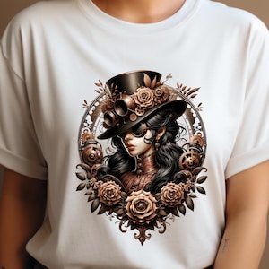 Steampunk Lady PNG Sublimation Design Digital Download, PNG Instant Download, Shirt Designs Downloads, Victorian fantasy steampunk art png