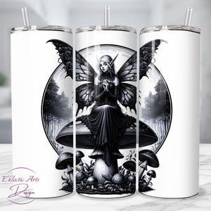 Gothic Fairy 20oz Skinny Tumbler Sublimation Design Digital Download PNG Instant Download, Fairy tumbler png, Fairy core, Gothic Fairy png