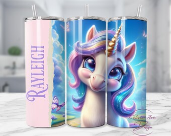 3D Unicorn Tumbler Wrap, 20oz Skinny Tumbler Sublimation Design Digital Download PNG Instant Download, Add your own text unicorn tumbler png
