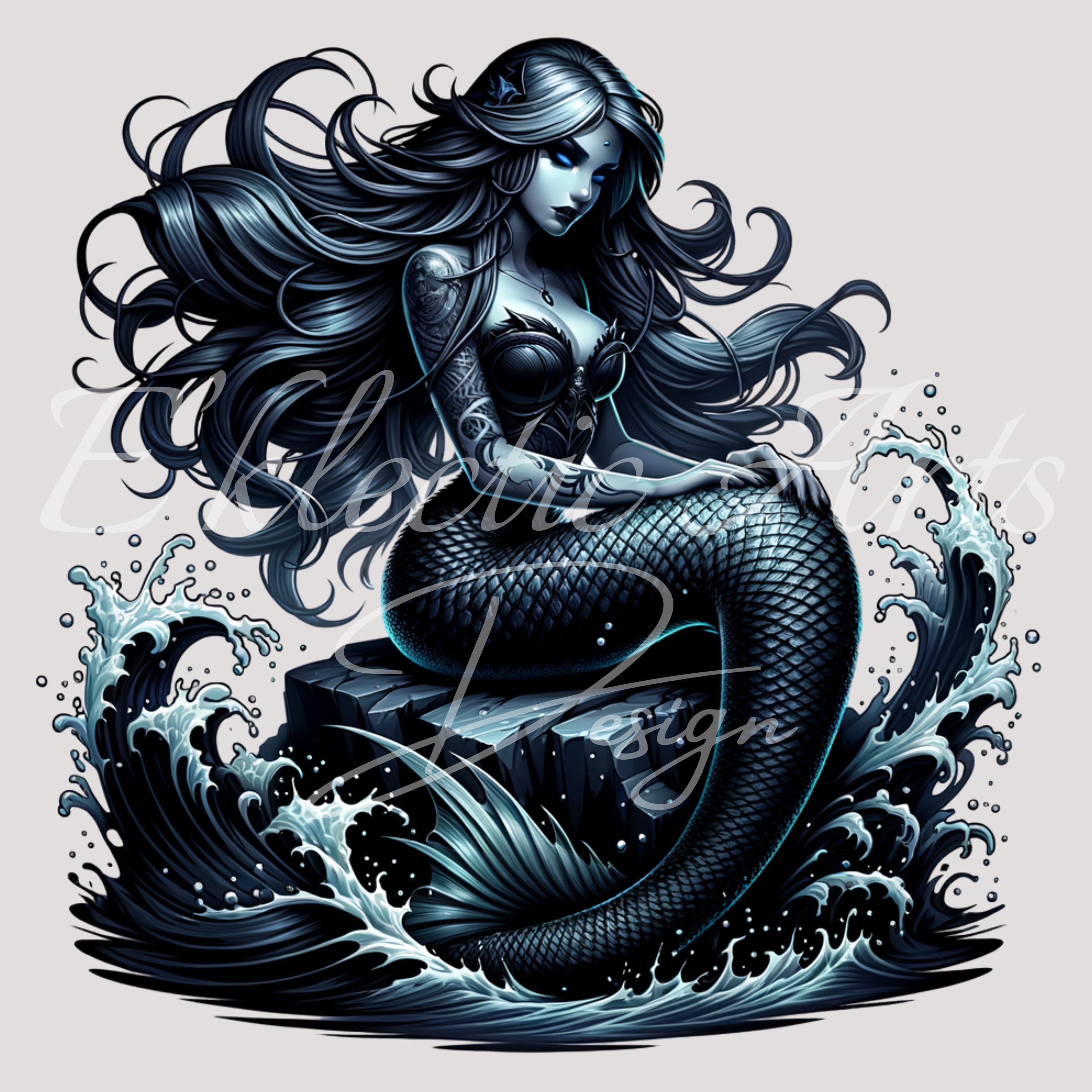 Mermaid Tattoo Png - Etsy, image size:3000x3000