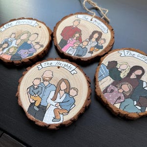 Adorno navideño, adorno de retrato familiar personalizado, adorno personalizado, adorno de madera, regalo personalizado, dibujo animado personalizado, adorno, sin rostro