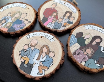Custom Family Portrait Ornament | Hand Painted Faceless Family Keepsake | Personalized Wooden Ornament | Gift from Photo