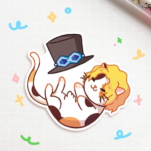 One Piece inspirierte Katze Sabo Aufkleber