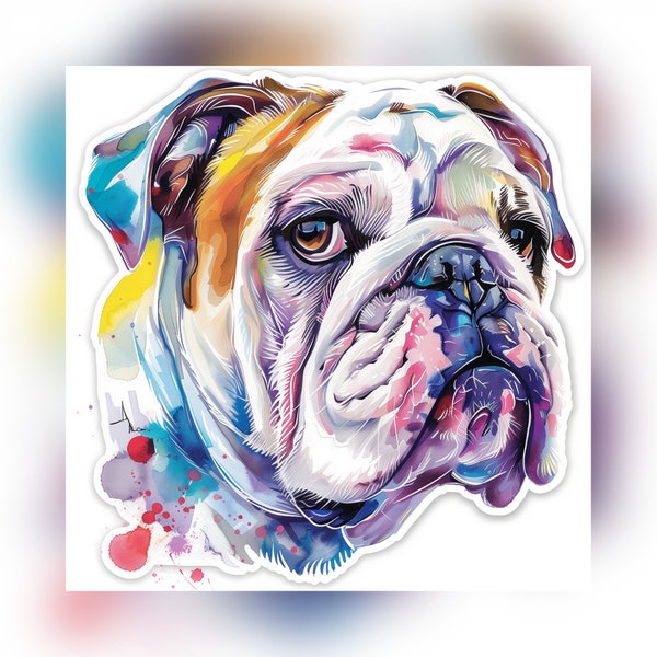 Pastel English Bulldog sticker | Gifts under 10 | Water Resistant Sticker | Dog Sticker | Laptop Water Bottle Phone Case