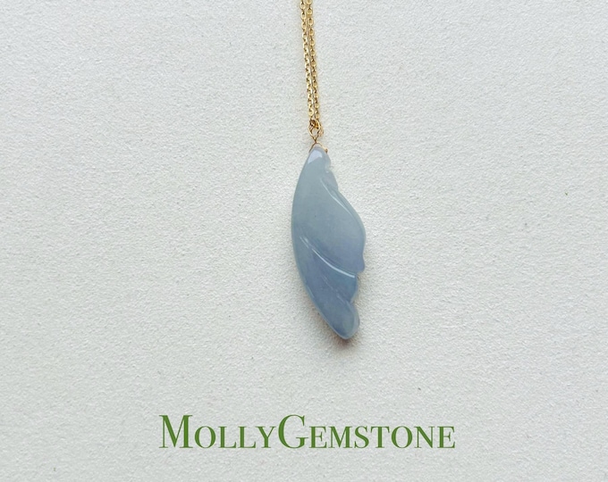 Jadeite Jade Pendant Necklace Jewelry Type A Burmese Untreated Translucent Icy Lavender Purple Jade Magnolia Flower 18k Solid Gold Bail