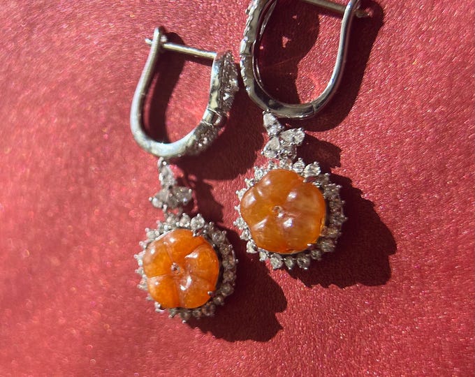 Red Jadeite Jade Earrings Jewelry Gift for Her 100% Genuine Burma Translucent Icy Type A Red Jadeite 925 Sterling Silver, Handmade in CANADA