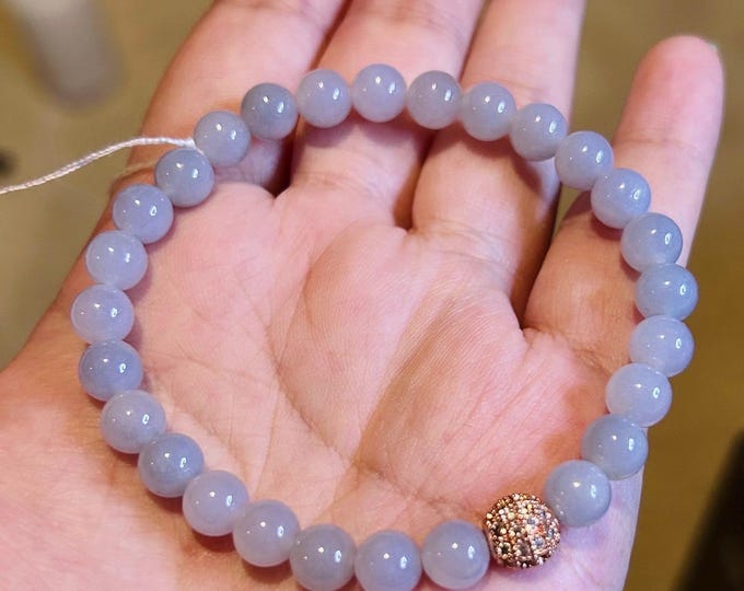 Jadeite Bracelet Jade Jewelry Gift for Her 100% Untreated Natural Lavender Purple Translucent Type A Burmese Icy Jadeite Handmade in Canada
