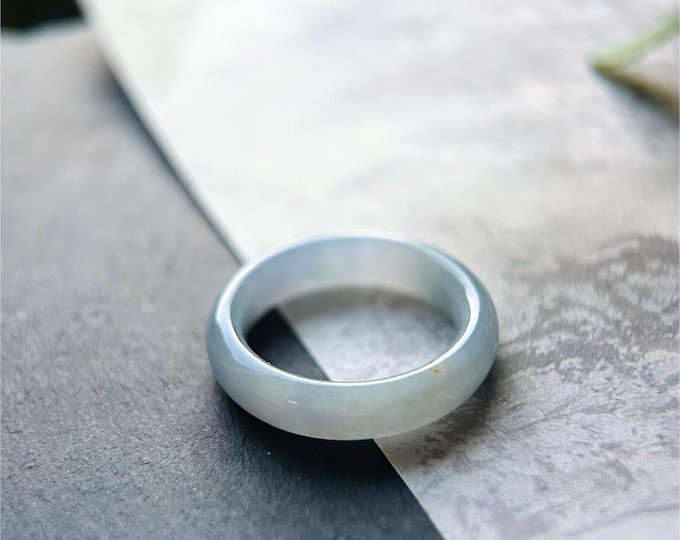 Jadeite Ring Band Jewelry Gift Natural Burmese Type A Translucent Gelatinous Icy Lavender Purple Jade Ring US 9.5
